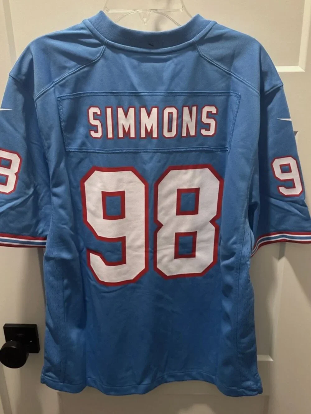 Tennessee Titans Jeffrey Simmons Houston Oilers Blue Game Jersey Size Youth L